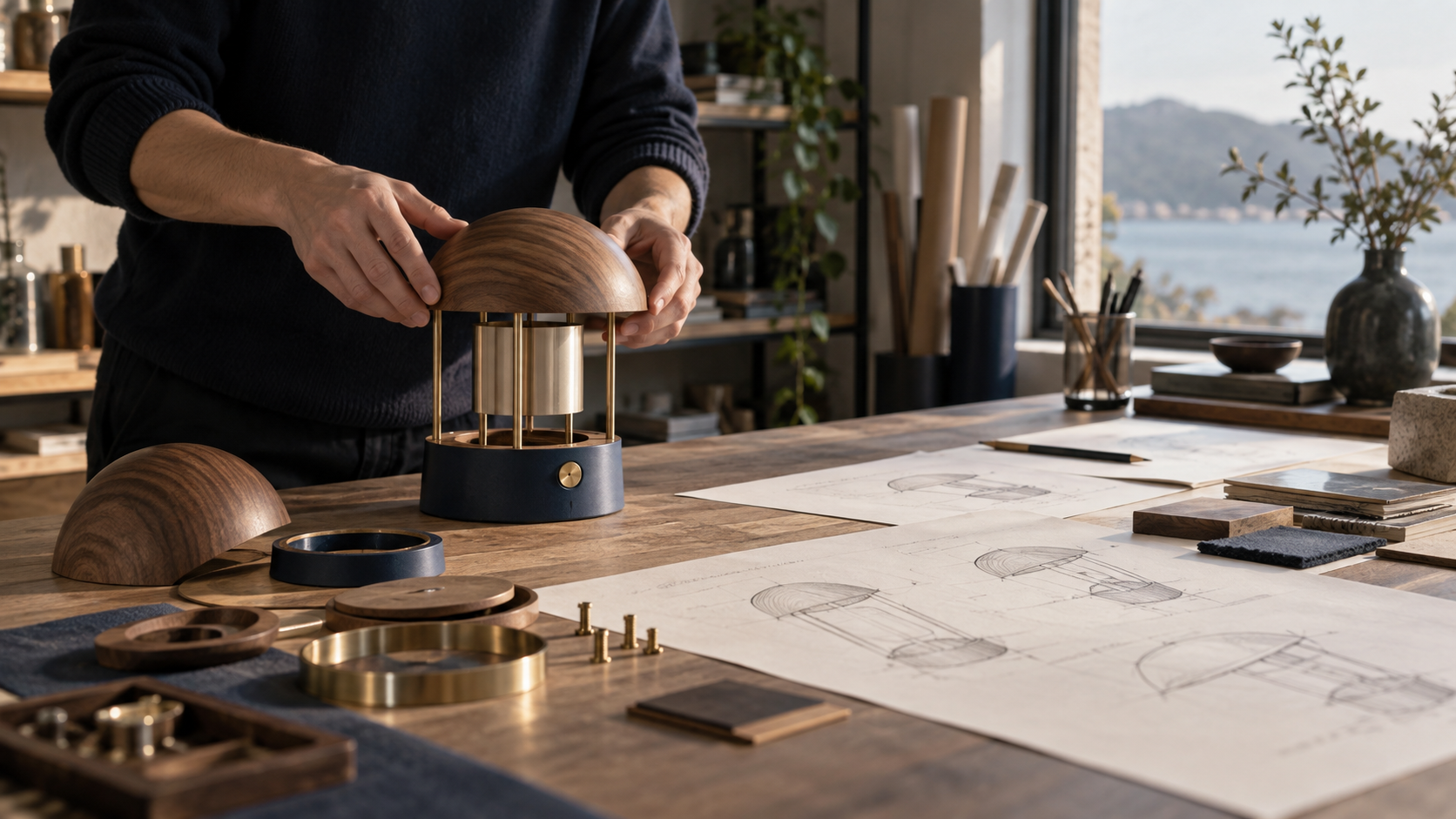 A physical prototype taking shape on a studio table